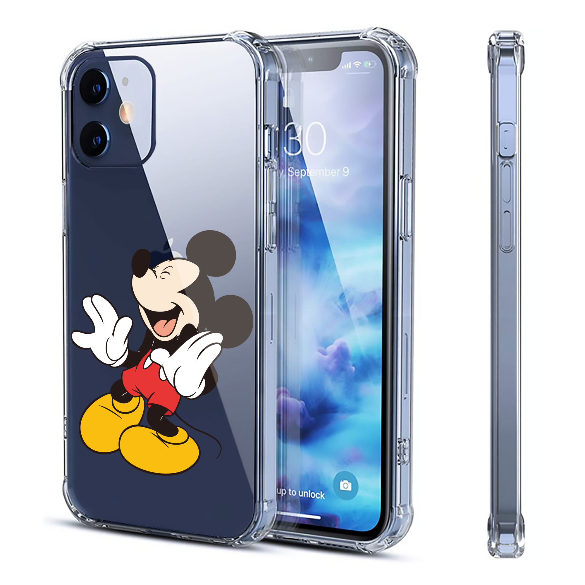 （画像用） ミッキーマウス Mickey Mouse 【iPhone 12シリーズ対応】透明スマホケース（クリアソフトケース）